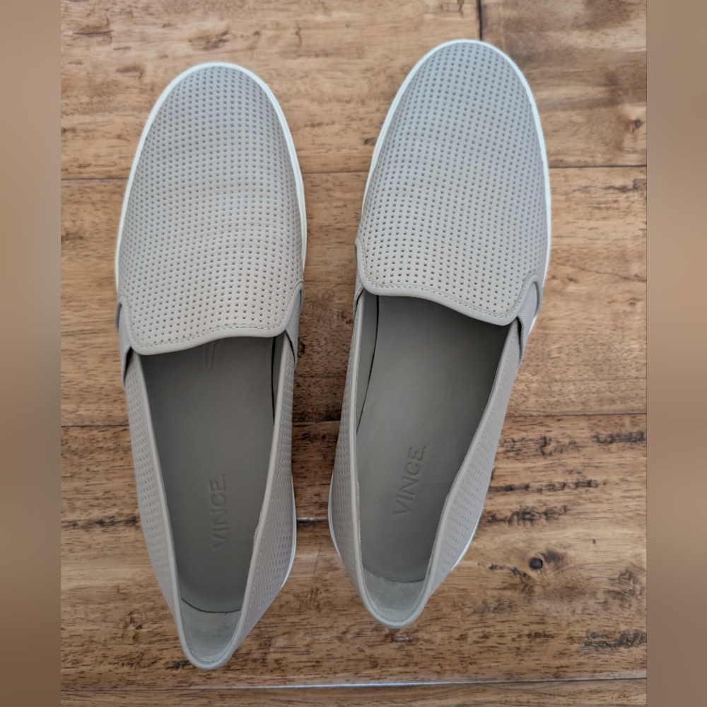 Vince Leather Grey Slip On Flats Grey